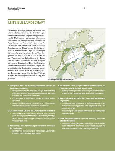 Seite aus der Broschüre mit den Leitzielen zur landschaftlichen Entwicklung