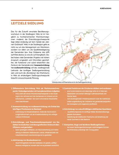 Seite aus der Broschüre mit den Leitzielen zur Siedlungsentwicklung.
